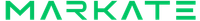 MARKATE logo in green with a stylized wordmark and orange triangle icon on white background